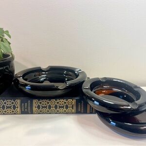 Vintage Dark Amber Glass Ashtray: 70s Home Decor